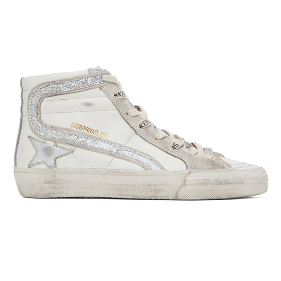 NEW GOLDEN GOOSE HIGH TOP SLIDE ZIP WHITE LEATHER STAR SNEAKERS BOX NIB! - Picture 1 of 11